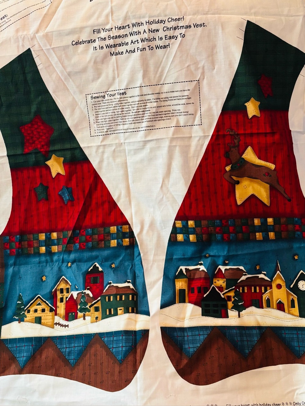 Vintage Christmas Vest Panel by Leslie Beck Sizes S-L Rare Find